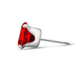3 Carat Created Ruby Earrings In Sterling Silver, 8MM