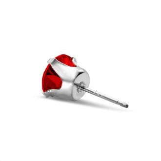 3 Carat Created Ruby Earrings In Sterling Silver, 8MM