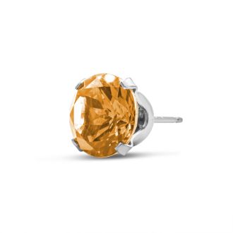 3 Carat Citrine Earrings In Sterling Silver, 8MM