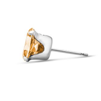 3 Carat Citrine Earrings In Sterling Silver, 8MM