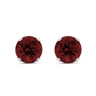 Garnet Earrings: Garnet Jewelry: 3 Carat Garnet Earrings In Sterling Silver, 8MM