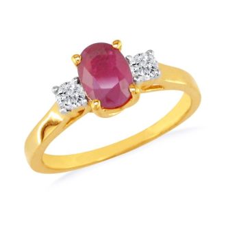 1.20ct Fine Quality Ruby and Diamond Ring in 14k Yellow Gold