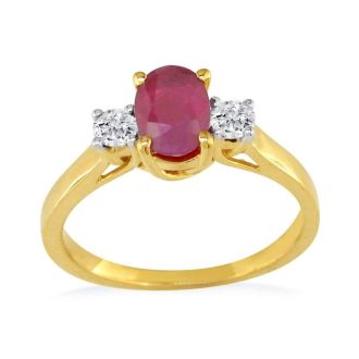 1.20ct Fine Quality Ruby and Diamond Ring in 14k Yellow Gold