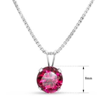 1 1/2 Carat Created Ruby Necklace In Sterling Silver, 8MM