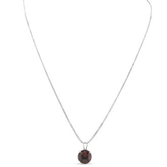 Garnet Necklace: Garnet Jewelry: 1 1/2 Carat Garnet Necklace In Sterling Silver, 8MM