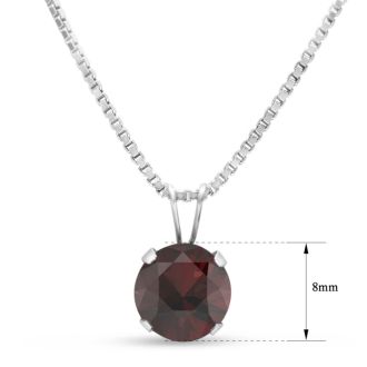 Garnet Necklace: Garnet Jewelry: 1 1/2 Carat Garnet Necklace In Sterling Silver, 8MM