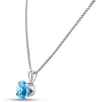 1 1/2 Carat Blue Topaz Necklace In Sterling Silver, 8MM