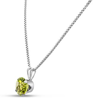 1 1/2 Carat Peridot Necklace In Sterling Silver, 8MM