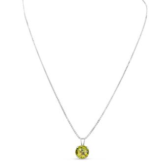 1 1/2 Carat Peridot Necklace In Sterling Silver, 8MM