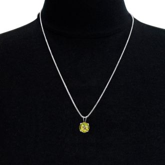 1 1/2 Carat Peridot Necklace In Sterling Silver, 8MM