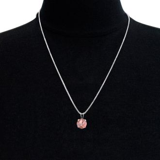 1-1/2 Carat Round Shape Morganite Necklace In Sterling Silver With 18 Inch Chain