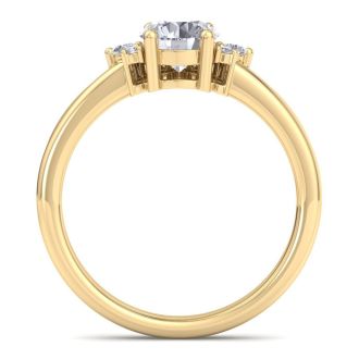 1 Carat Diamond Engagement Ring With Crown In 14 Karat Yellow Gold
