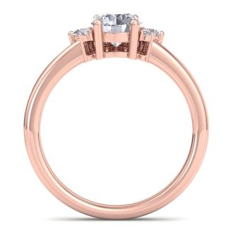 1 Carat Diamond Engagement Ring With Crown In 14 Karat Rose Gold