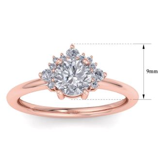 1 Carat Diamond Engagement Ring With Crown In 14 Karat Rose Gold