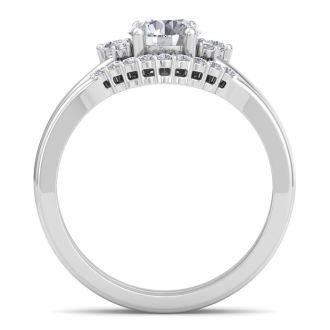 1 1/5 Carat Diamond Bridal Set With Crown In 14 Karat White Gold