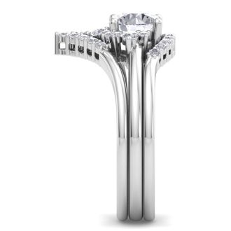 1 1/5 Carat Diamond Bridal Set With Crown In 14 Karat White Gold