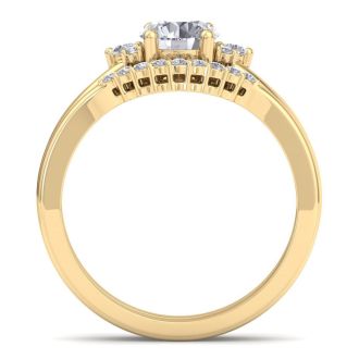 1 1/5 Carat Diamond Bridal Set With Crown In 14 Karat Yellow Gold