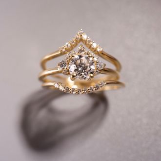 1 1/5 Carat Diamond Bridal Set With Crown In 14 Karat Yellow Gold