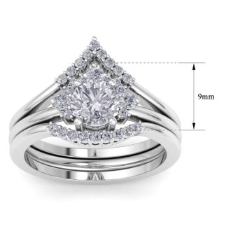 1 1/5 Carat Diamond Bridal Set With Crown In 14 Karat White Gold