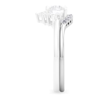 1/10 Carat Matching C Crown Diamond Wedding Band Ring In 14 Karat White Gold