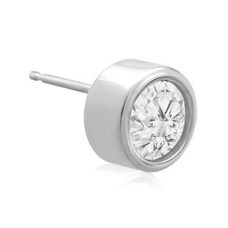 2 Carat Bezel Set Diamond Stud Earrings Crafted In 14 Karat White Gold