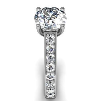 2 Carat Classic Engagement Ring With 1 1/2 Carat Center Diamond In 14K White Gold