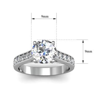 2 Carat Classic Engagement Ring With 1 1/2 Carat Center Diamond In 14K White Gold