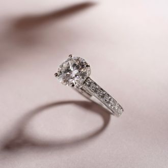 2 Carat Classic Engagement Ring With 1 1/2 Carat Center Diamond In 14K White Gold