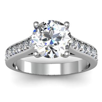 2 1/2 Carat Classic Engagement Ring With 2 Carat Center Diamond In 14K White Gold