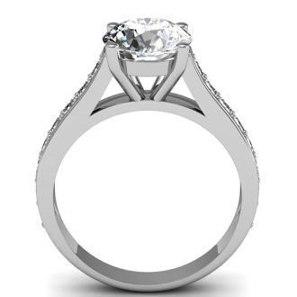 2 1/2 Carat Classic Engagement Ring With 2 Carat Center Diamond In 14K White Gold