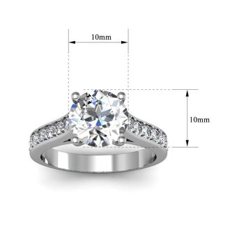2 1/2 Carat Classic Engagement Ring With 2 Carat Center Diamond In 14K White Gold