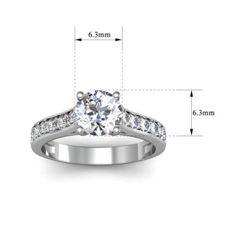 1 1/2 Carat Classic Engagement Ring With 1 Carat Center Diamond In 14K White Gold