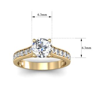 1 1/2 Carat Classic Engagement Ring With 1 Carat Center Diamond In 14K Yellow Gold