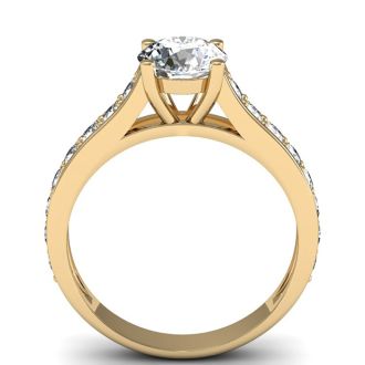 1 1/2 Carat Classic Engagement Ring With 1 Carat Center Diamond In 14K Yellow Gold