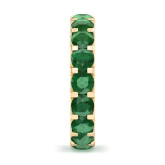 4 Carat Round Emerald Eternity Ring In 14 Karat Yellow Gold, Ring Size 4