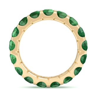 4 Carat Round Emerald Eternity Ring In 14 Karat Yellow Gold, Ring Size 5.5