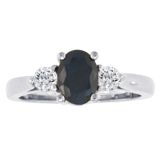 Sapphire Jewelry: 1.20ct Sapphire and Diamond Ring in 14k White Gold