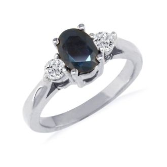 Sapphire Jewelry: 1.20ct Sapphire and Diamond Ring in 14k White Gold