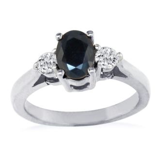 Sapphire Jewelry: 1.20ct Sapphire and Diamond Ring in 14k White Gold