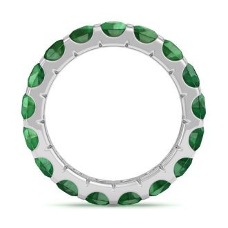 4 Carat Round Emerald Eternity Ring In Platinum, Ring Size 7