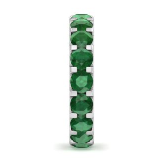 4 Carat Round Emerald Eternity Ring In Platinum, Ring Size 7.5