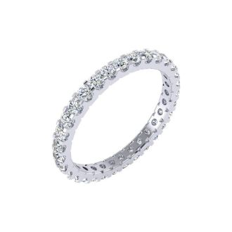 1 Carat Round Diamond Eternity Ring In 14 Karat White Gold, Ring Size 4