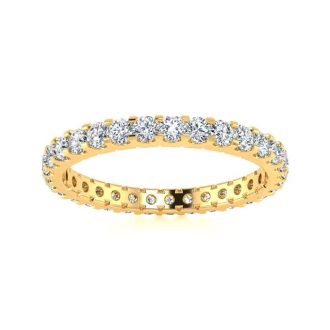 1 Carat Round Diamond Eternity Ring In 14 Karat Yellow Gold, Ring Size 4