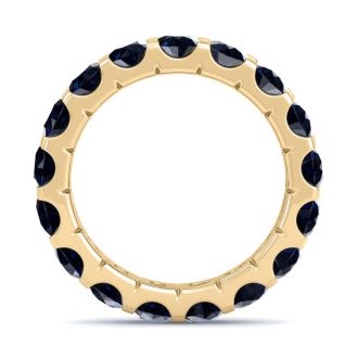 4 Carat Round Sapphire Eternity Ring In 14 Karat Yellow Gold, Ring Size 4.5