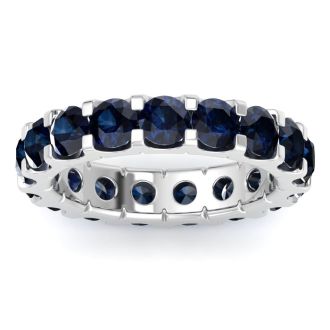 4 Carat Round Sapphire Eternity Band In Platinum, Band Size 7