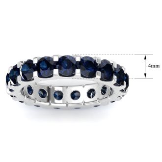 4 Carat Round Sapphire Eternity Ring In Platinum, Ring Size 7