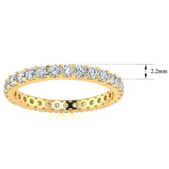 1 Carat Round Diamond Eternity Ring In 14 Karat Yellow Gold, Ring Size 4