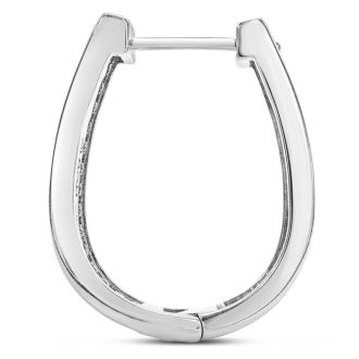 1ct Diamond Two Row Hoop Earrings In Platinum Overlay, 3/4 Inch. Brand New Item!