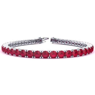 7 Carat Ruby Tennis Bracelet In 14 Karat White Gold, 7 Inches