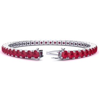 7 Carat Ruby Tennis Bracelet In 14 Karat White Gold, 7 Inches